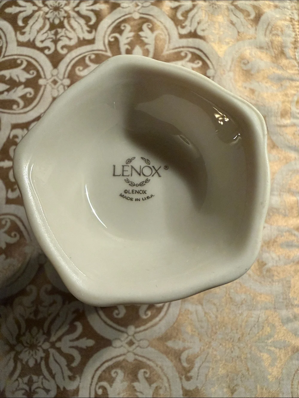Lenox Elegant Cream Ceramic Decorative Vase with Gold Trim
